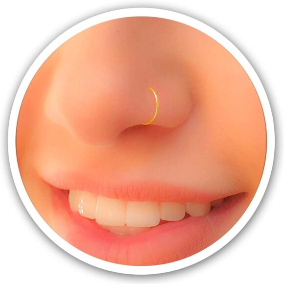 Minimalist Gold Clip-On Nose Ring - 14k Handmade 24 Gauge for Effortless Style - Picture 1 of 9